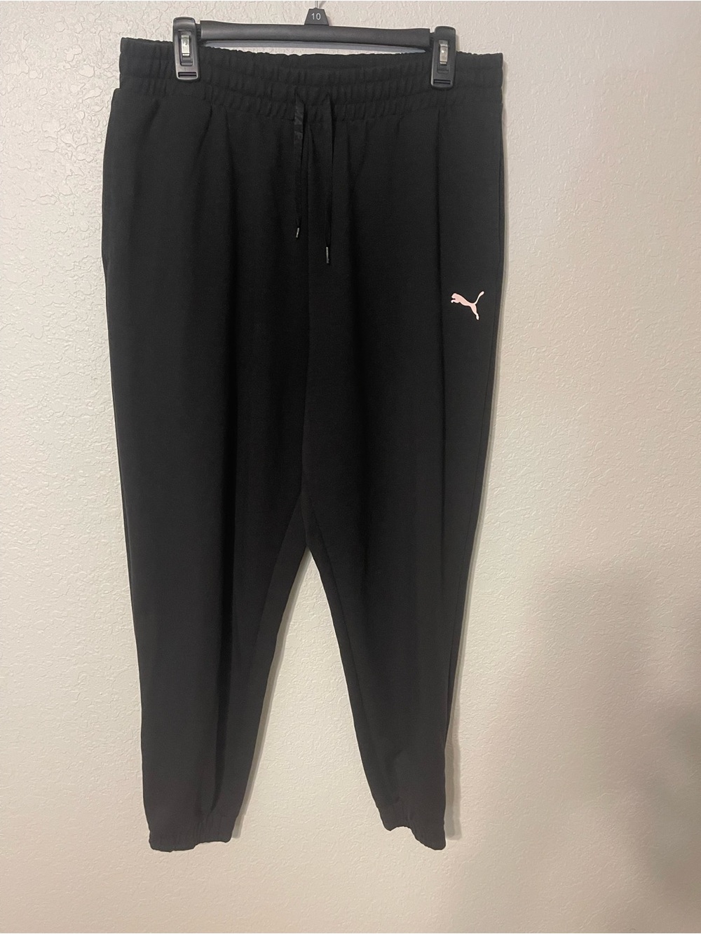 Puma Black Jogger Sweatpants with Pink Puma Logo